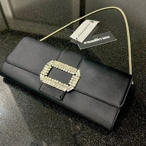 Karl Lagerfeld Black Satin Clutch Evening Bag 💎